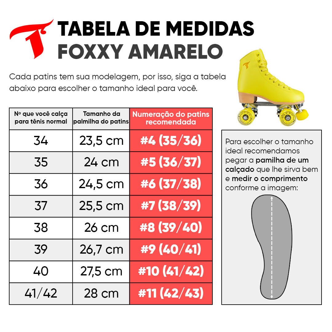 Patins  Foxxy Amarelo - 58mm x 32mm ABEC-5