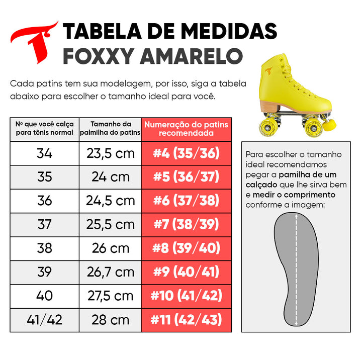 Patins  Foxxy Amarelo - 58mm x 32mm ABEC-5