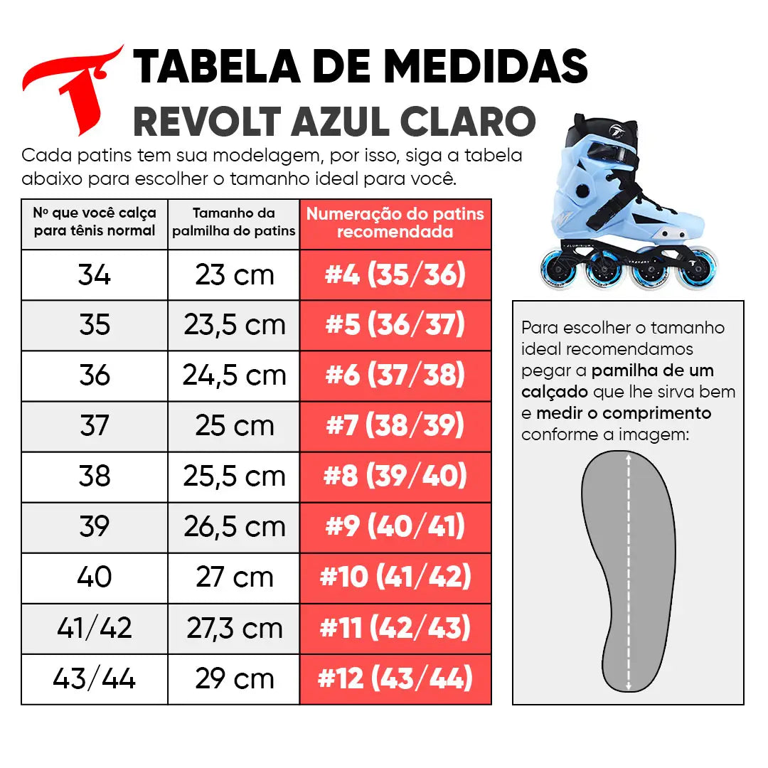 Patins Revolt Azul Claro - 80mm ABEC-9