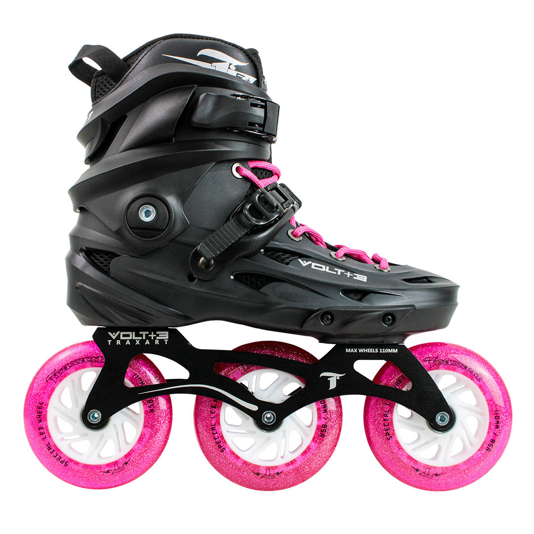 Patins Volt+3 com Rodas de LED Glitter Pink 110mm/85A