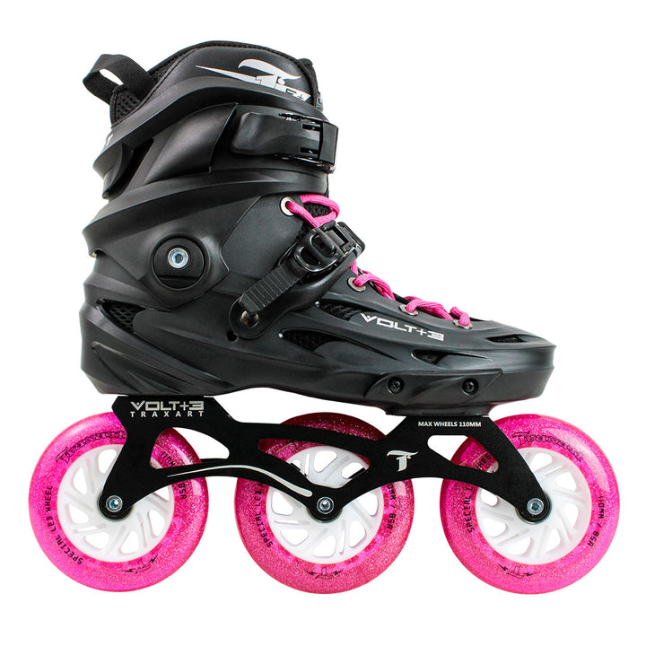 Patins Volt+3 com Rodas de LED Glitter Pink 110mm/85A