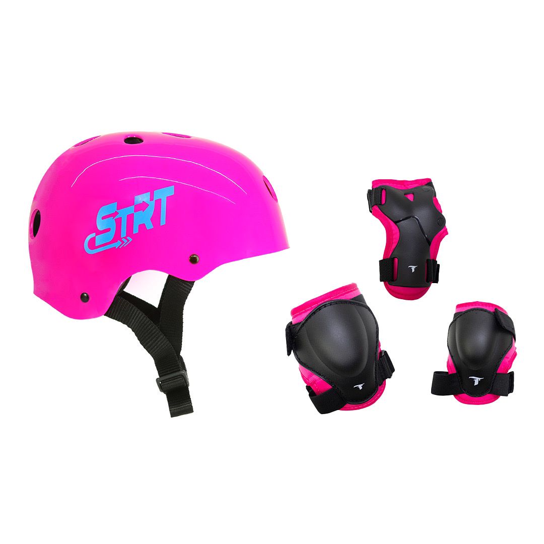 Kit Capacete STRT Pink + Proteção Infantil DY-144