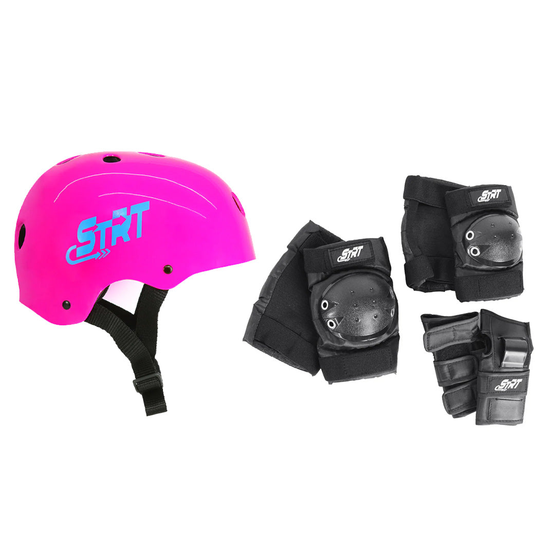Kit Capacete STRT Pink + Proteção Juvenil STRT SSE-611