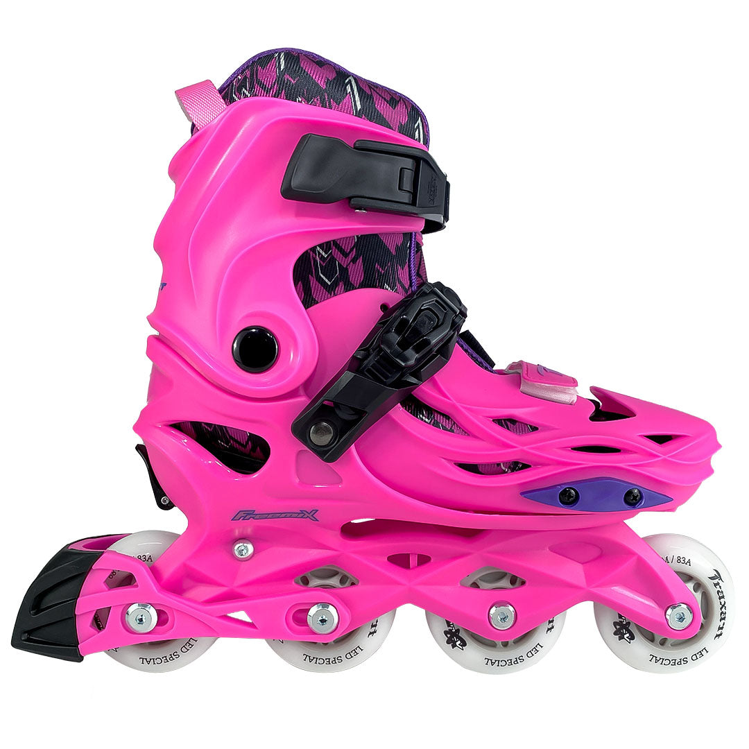 Patins Infantil Freemix Rosa Com Rodas de LED 70mm/83A