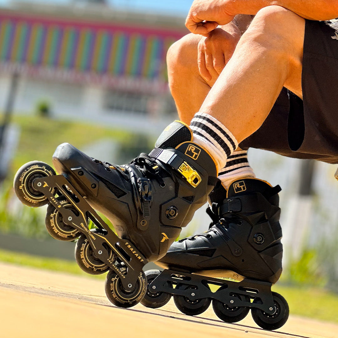 Patins Revolt Turbo Black Gold - 80mm ABEC-9 Cromo