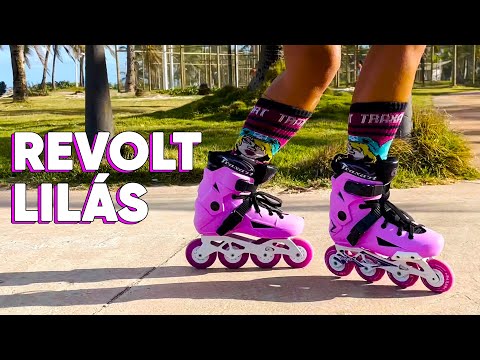 Patins Revolt Lilás com Base Branca - 80mm ABEC-9