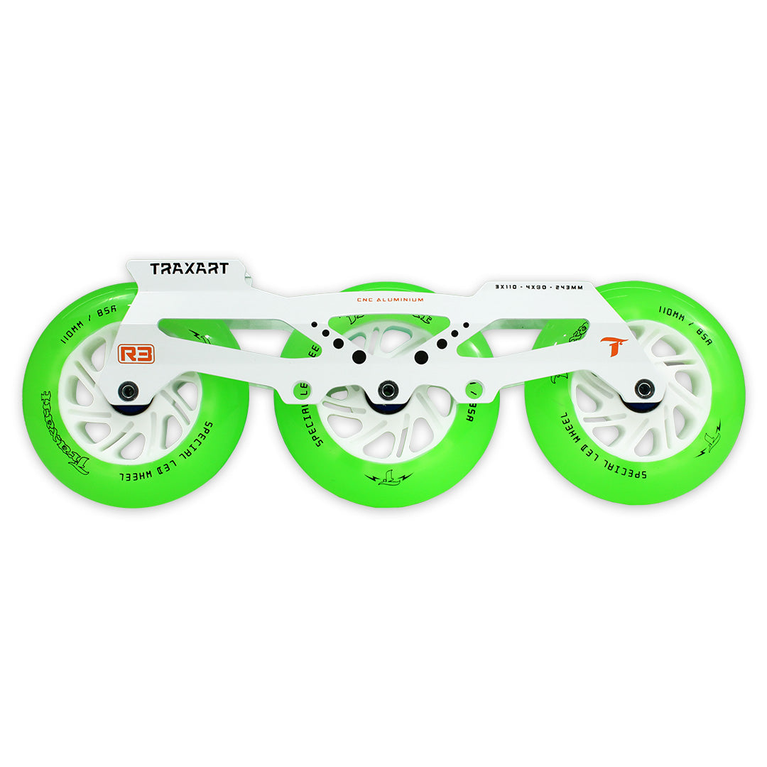 Base Híbrida + 2 Jogos de Rodas LED Special Verde 110mm/85A