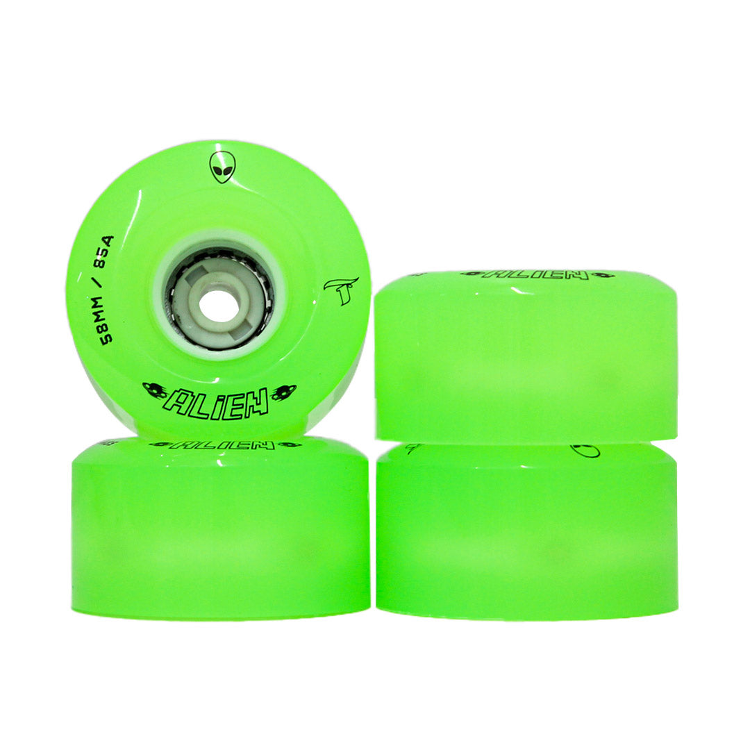 Jogo de Rodas LED Alien Verde 58mm x 32mm/85A