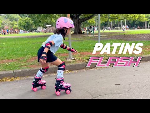 Patins Infantil Flash Rosa com Rodas de LED - 54mm ABEC-7