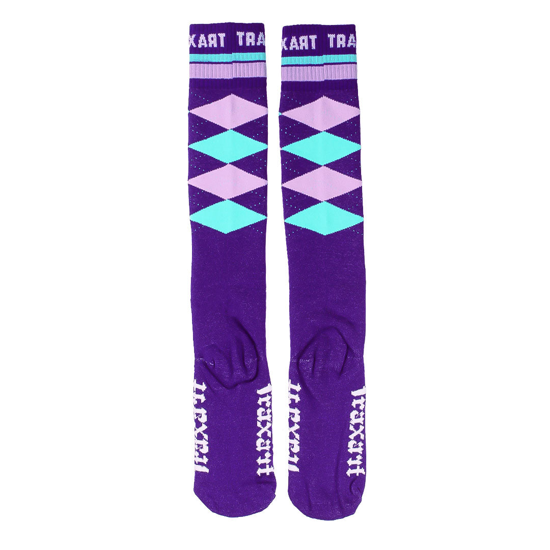 Meia Inline Xadrez Diagonal Roxa GB-043