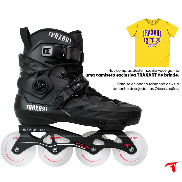 Patins Custom Preto + Base Volt + Rodas Multicolor 76mm