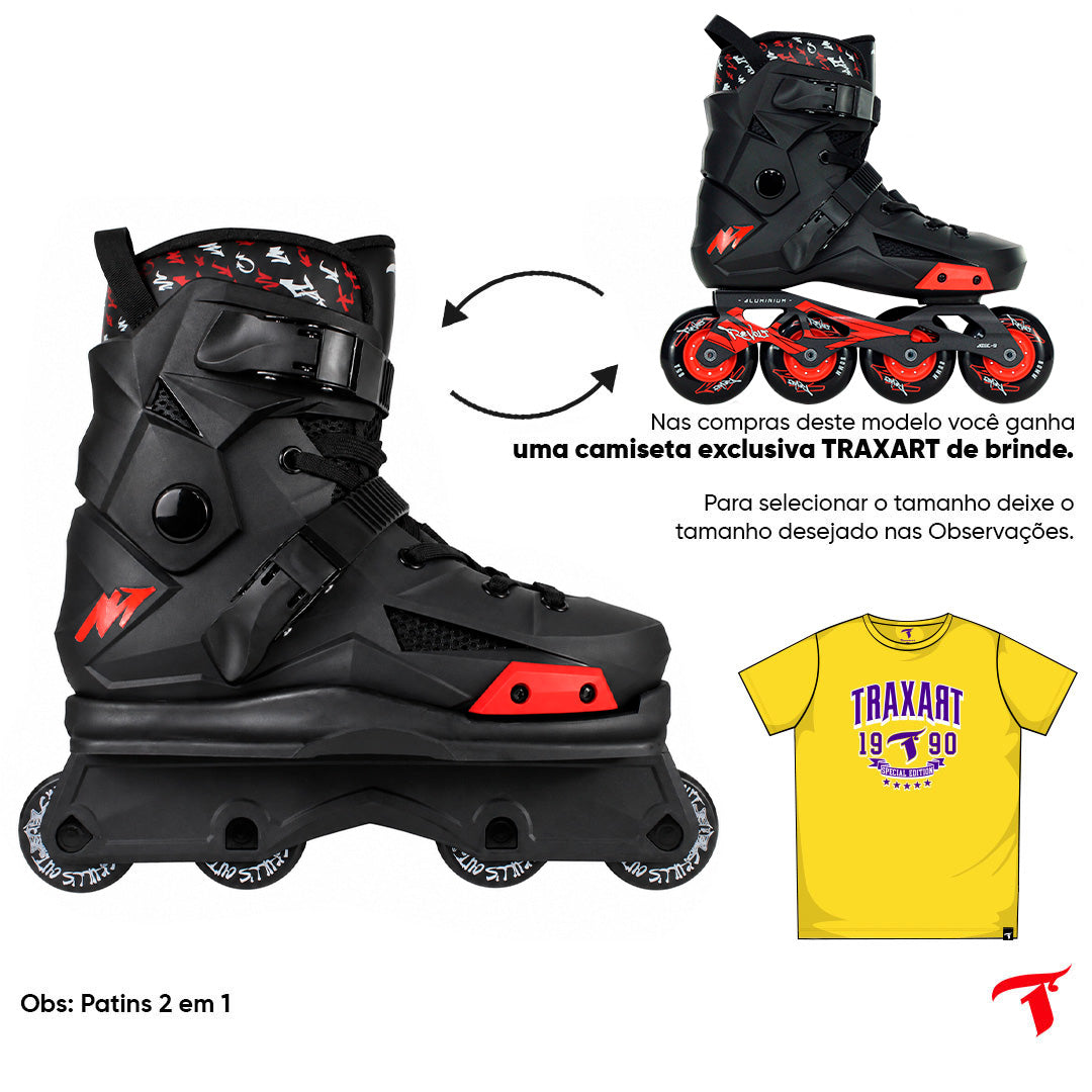 Patins Revolt Preto com Base Street - 57mm ABEC-9