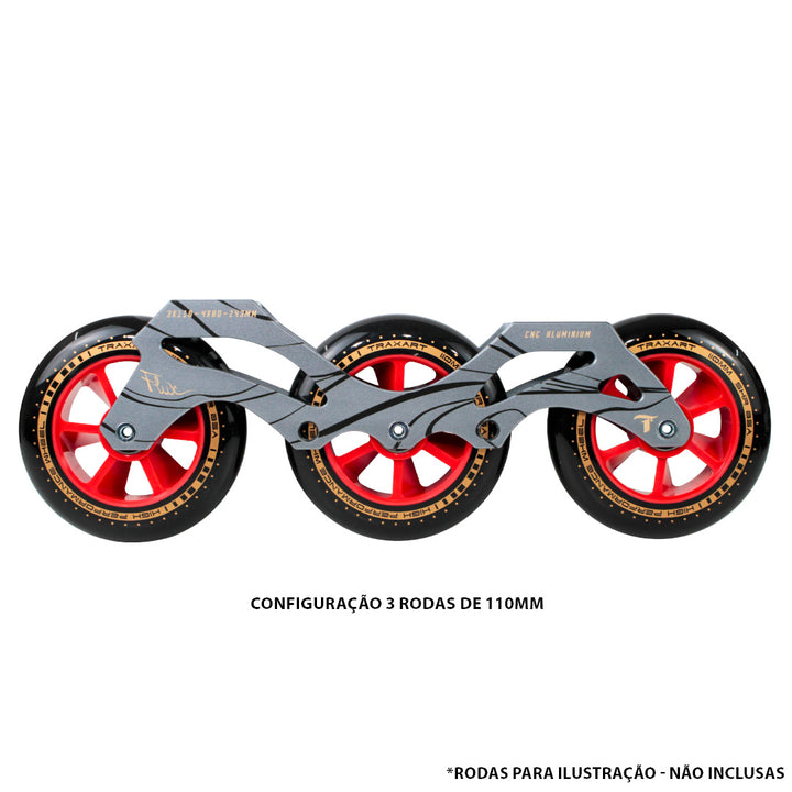 Base Híbrida Flux 3 Rodas 110mm ou 4 Rodas 80mm - Cinza