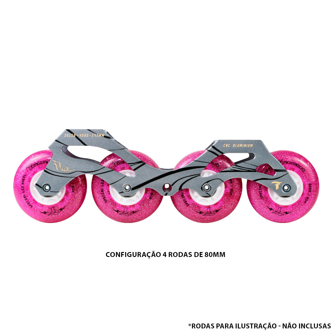 Base Híbrida Flux 3 Rodas 110mm ou 4 Rodas 80mm - Cinza