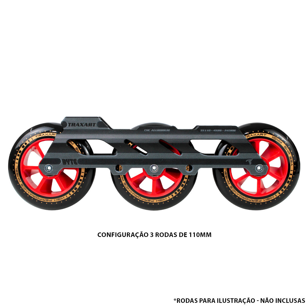 Base Híbrida Byte 3 Rodas 110mm ou 4 Rodas 80mm - Preta
