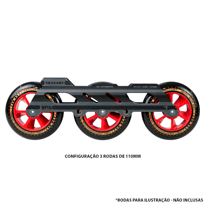 Base Híbrida Byte 3 Rodas 110mm ou 4 Rodas 80mm - Preta