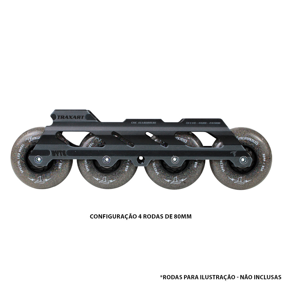 Base Híbrida Byte 3 Rodas 110mm ou 4 Rodas 80mm - Preta