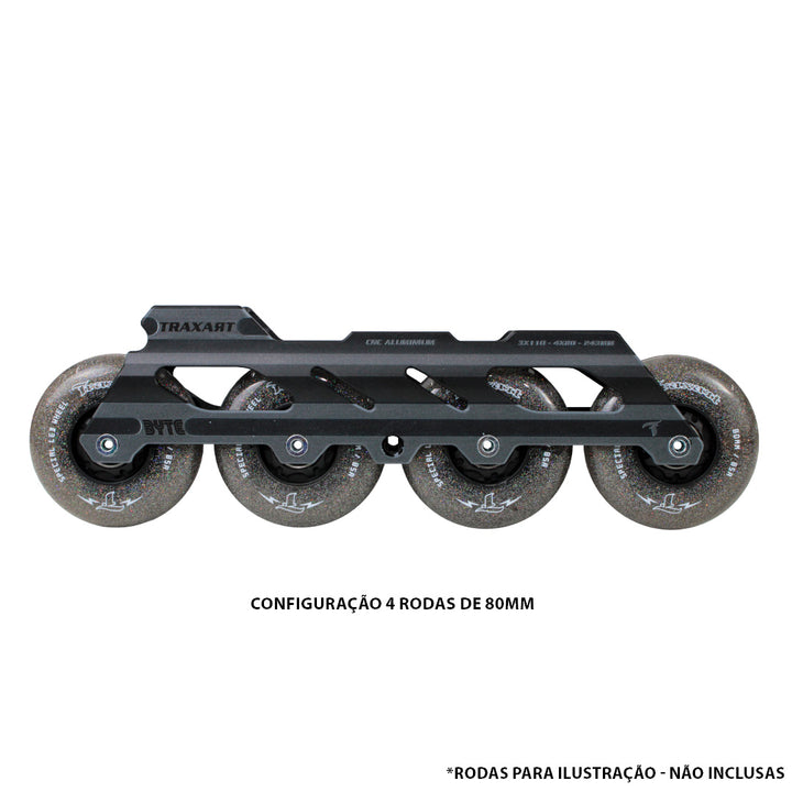 Base Híbrida Byte 3 Rodas 110mm ou 4 Rodas 80mm - Preta