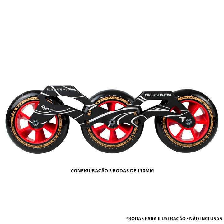 Base Híbrida Flux 3 Rodas 110mm ou 4 Rodas 80mm - Preto
