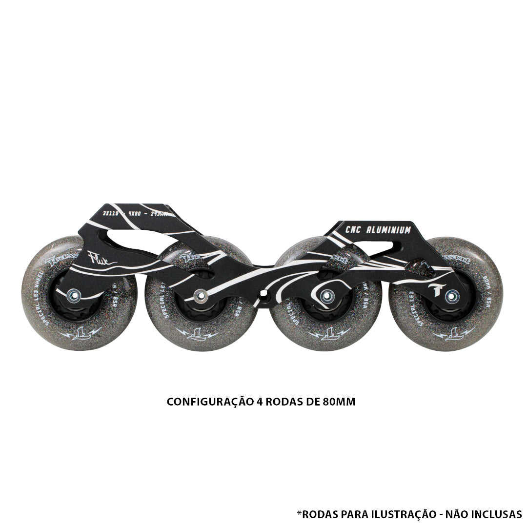 Base Híbrida Flux 3 Rodas 110mm ou 4 Rodas 80mm - Preto