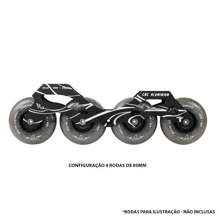 Base Híbrida Flux 3 Rodas 110mm ou 4 Rodas 80mm - Preto