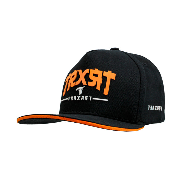 Boné Traxart Aba Reta Preto e Laranja