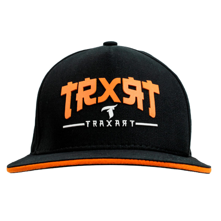 Boné Traxart Aba Reta Preto e Laranja