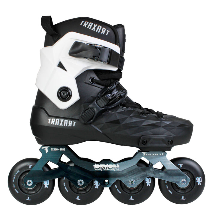Patins Custom com Cuff Branco + Base Híbrida Orion + Rodas SLIDE 80mm