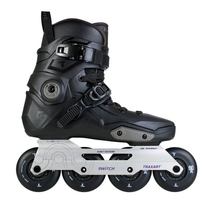 Patins Custom Plus Preta + Base Switch + Rodas Slide 80mm