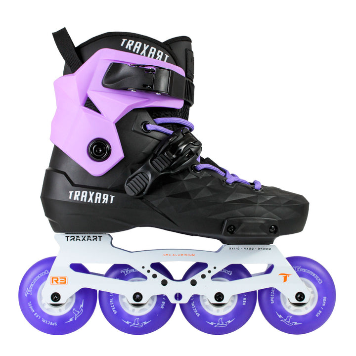 Patins Custom com Cuff Lilás + Base Híbrida + Rodas de LED 80mm Roxo