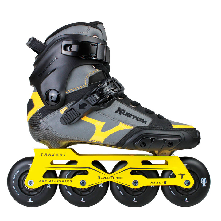 Patins Kustom Amarelo + Base Turbo + Rodas Slides 80mm/90A