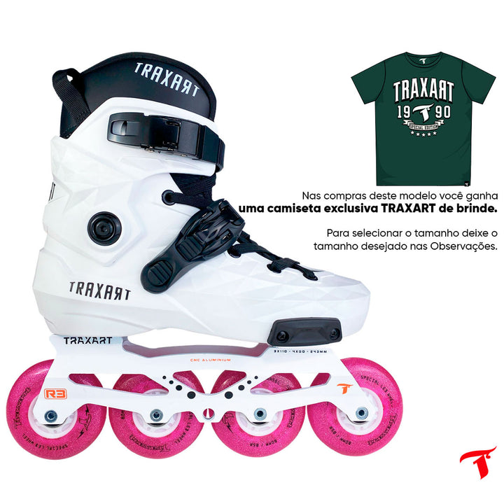 Patins Custom + Base Híbrida + Rodas de LED Glitter Pink 80mm