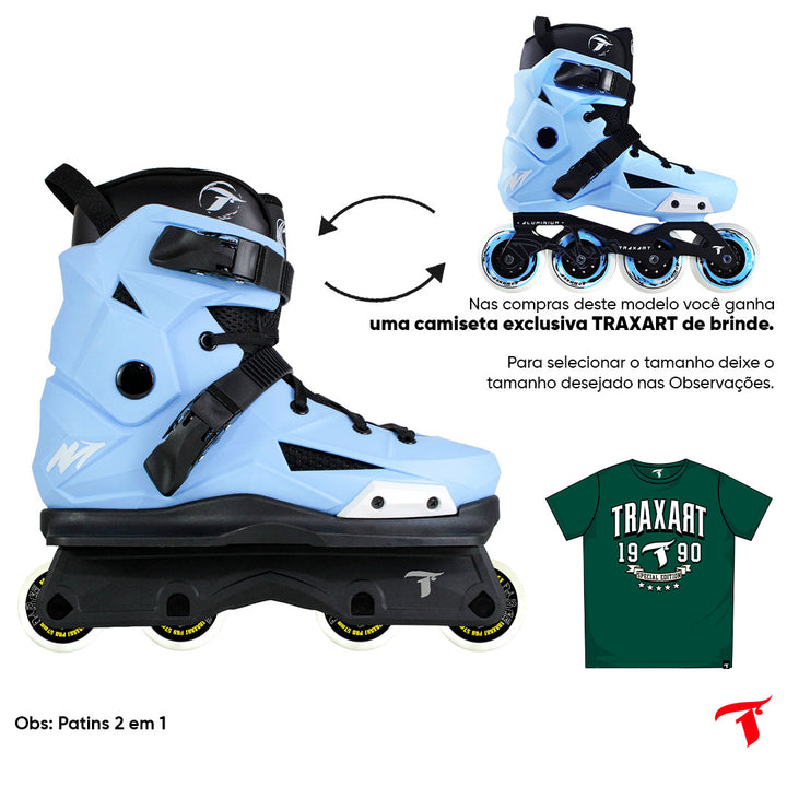 Patins Revolt Azul Claro com Base Street - 57mm ABEC-9