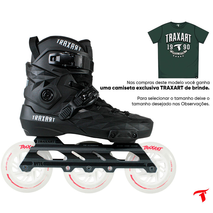 Patins Custom Preto + Base Byte + Rodas Multicolor 110mm