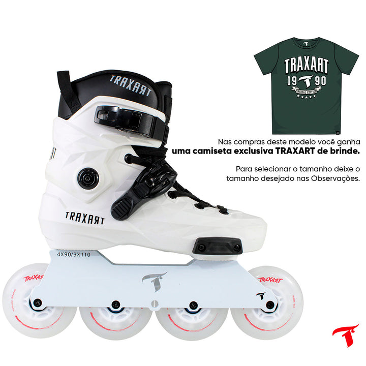 Patins Custom Branco + Base Solid + Rodas Multicolor 90mm