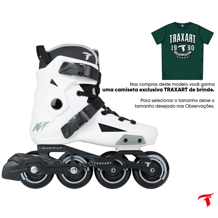 Patins Revolt Branco com freio - 80mm ABEC-9