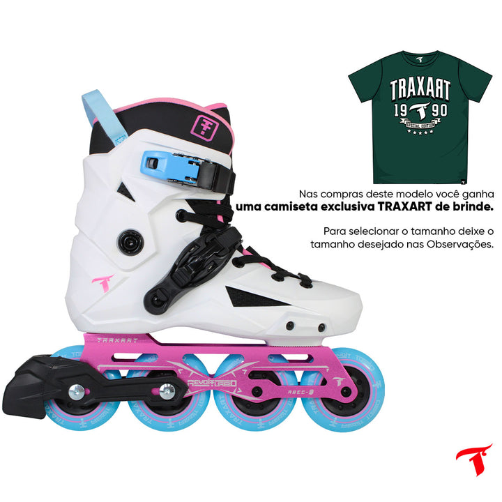 Patins Revolt Turbo Branco com Freio - 80mm ABEC-9 Cromo