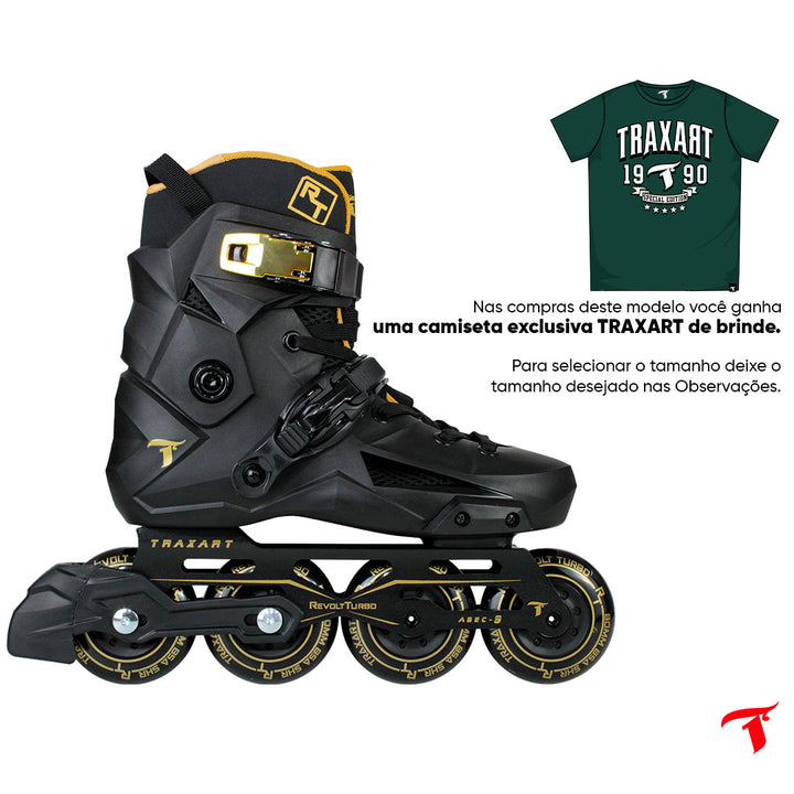 Patins Revolt Turbo Black com Freio - 80mm ABEC-9 Cromo