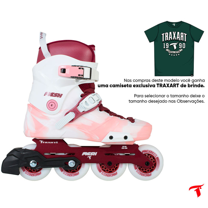 Patins Mesh Branco com Freio - 80mm ABEC-9 Cromo