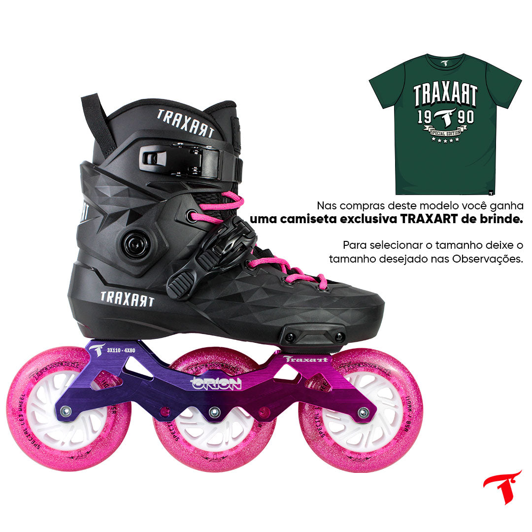 Patins Custom + Base Híbrida Orion + Rodas LED Pink 110mm