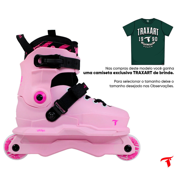 Patins Infantil Profissional Strike Rosa - 58mm ABEC-9