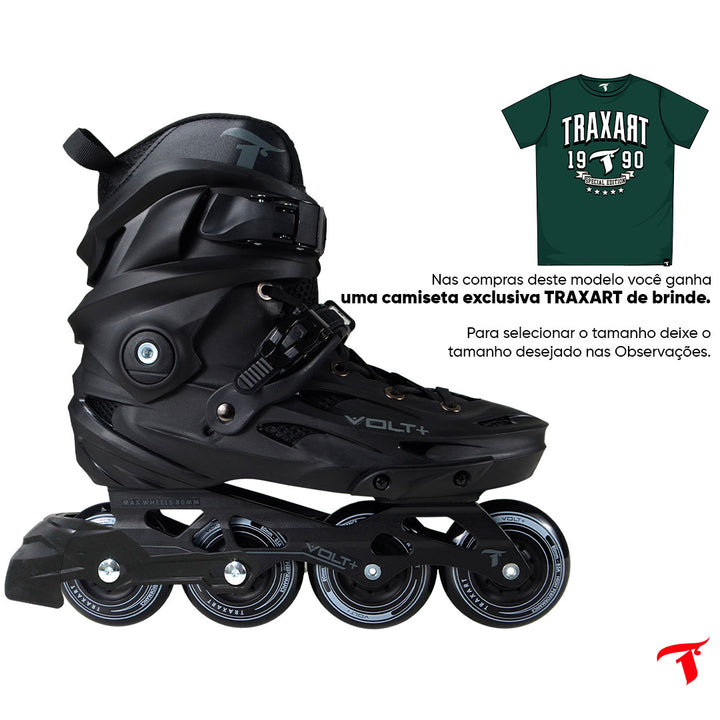 Patins Volt + 2.0 Preto com Freio - 80mm ABEC-9