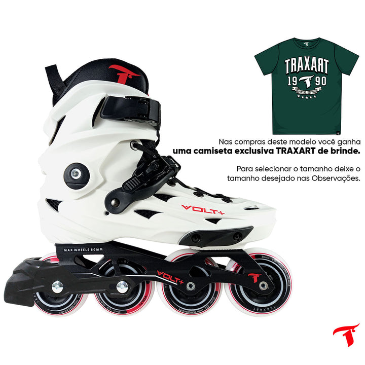 Patins Volt + 2.0 Branco com Freio - 80mm ABEC-9