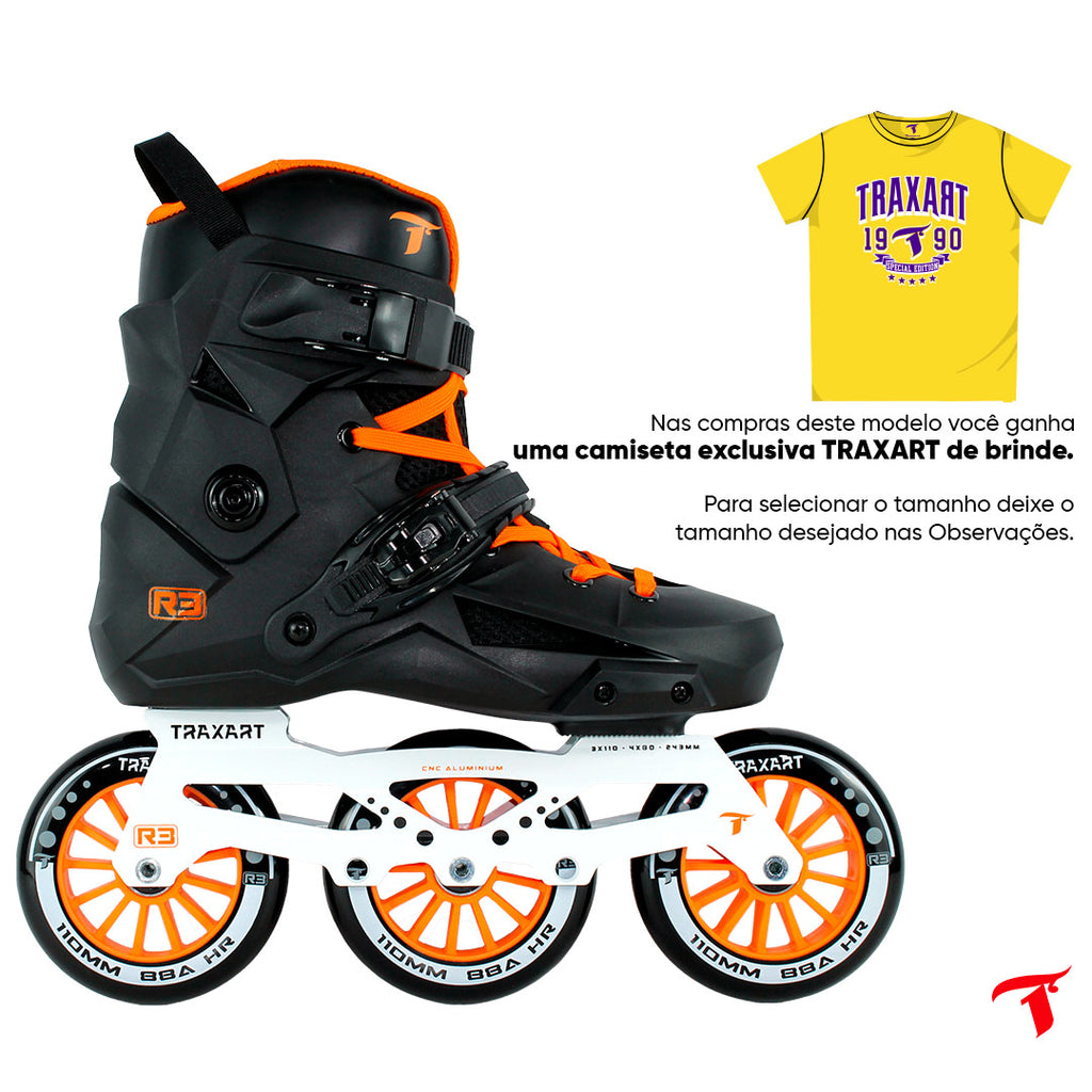 Patins Inline Freestyle R3 Preto/Laranja | Traxat – Traxart