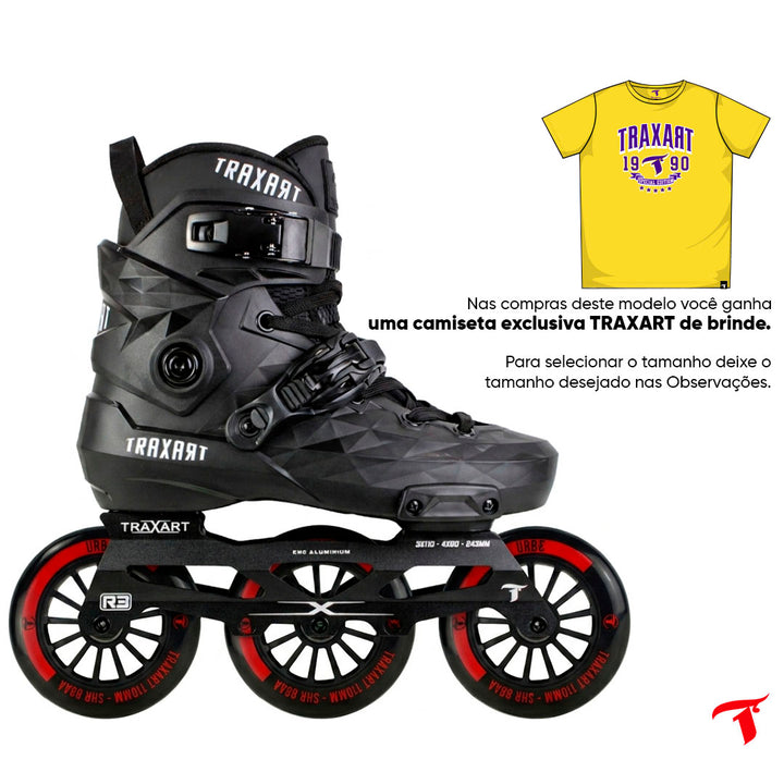 Patins Custom Preto + Base Híbrida + Rodas Urb-e 110mm