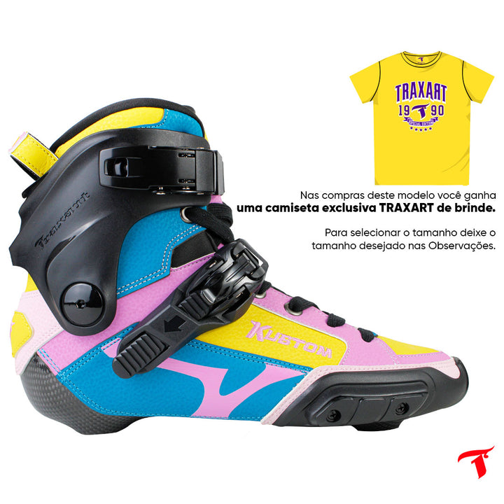 Bota Freestyle Traxart Kustom Carbono Azul e Rosa