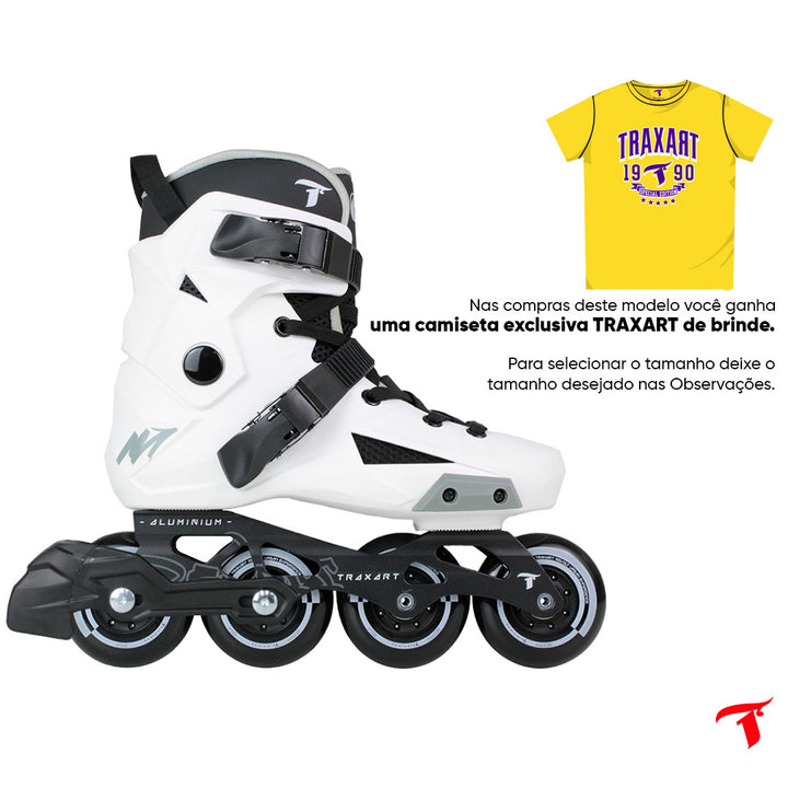 Patins Revolt Branco com freio - 80mm ABEC-9