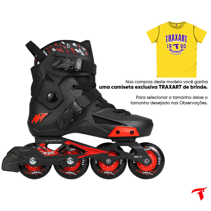 Patins Revolt Preto com Freio - 80mm ABEC-9