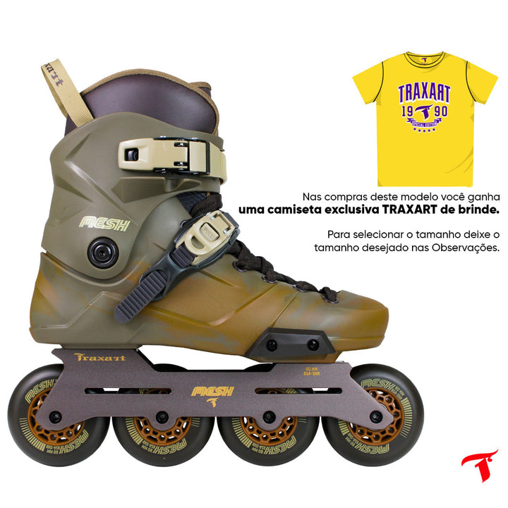Patins Mesh Verde e Marrom - 80mm ABEC-9 Cromo