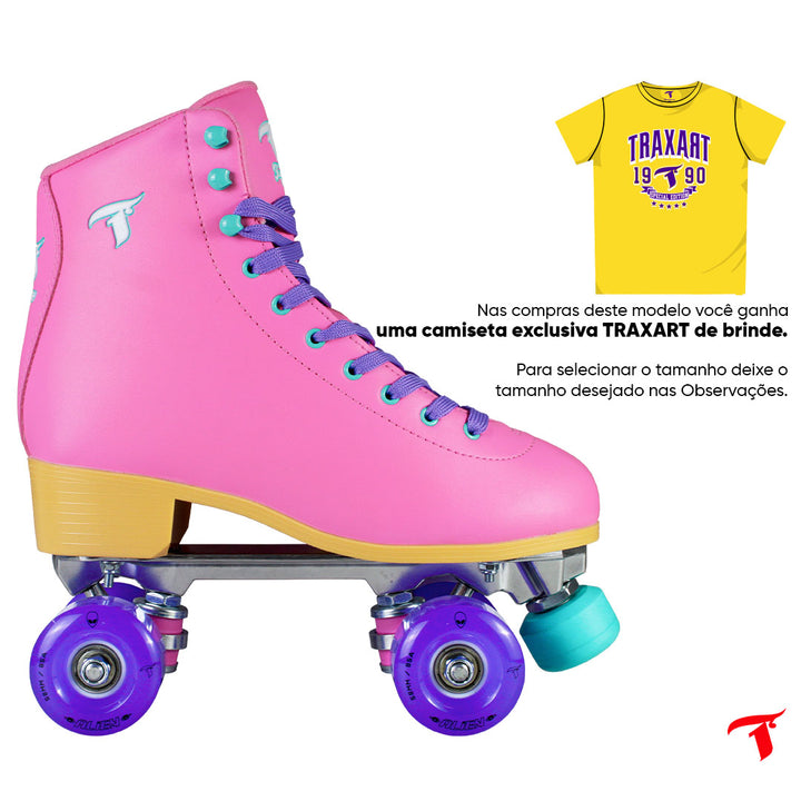 Patins Foxxy Rosa com Rodas de LED - Roxa